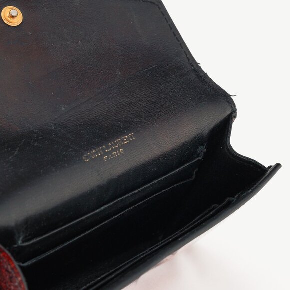 Saint Lauren "Bright Fuchsia" Glitter Patent YSL Leather Wallet - Picture 9 of 10